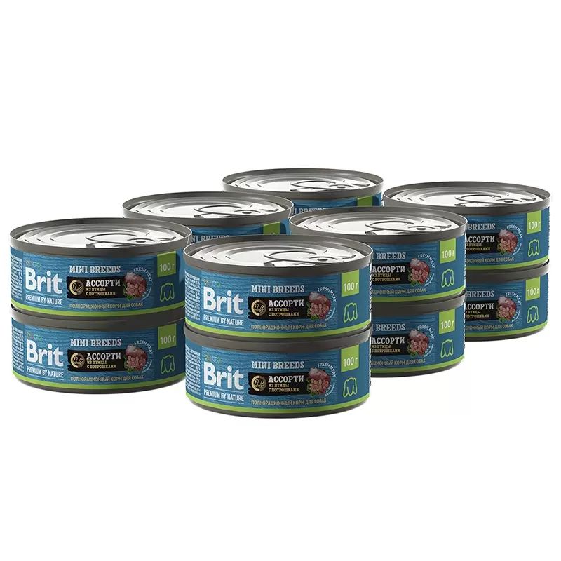 

Консервы для собак BRIT PREMIUM BY NATURE DOG птица с потрошками, 12шт по 100г