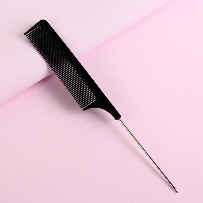 Расчёска с металлическим хвостиком, 20x2,5 см, цвет чёрный расчёска с хвостиком 21 × 3 см чёрный