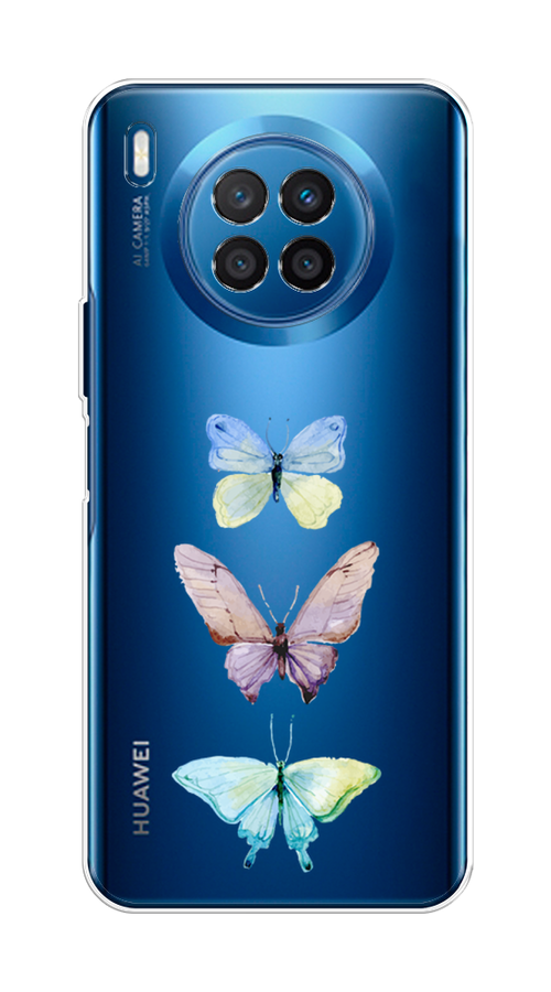 

Чехол на Huawei Nova 8i/Honor 50 lite "Акварельные бабочки", Бирюзовый;розовый, 6106350-1