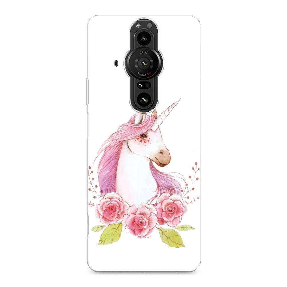 

Чехол на Sony Xperia Pro-I "Единорог цветы", Белый;розовый;серый, 55050-1
