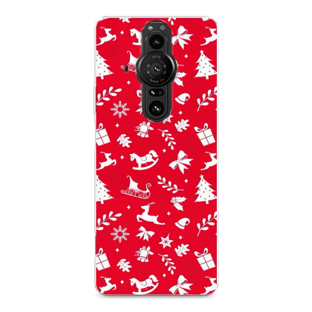

Чехол на Sony Xperia Pro-I "Красный новогодний фон", Красный;белый, 55050-5
