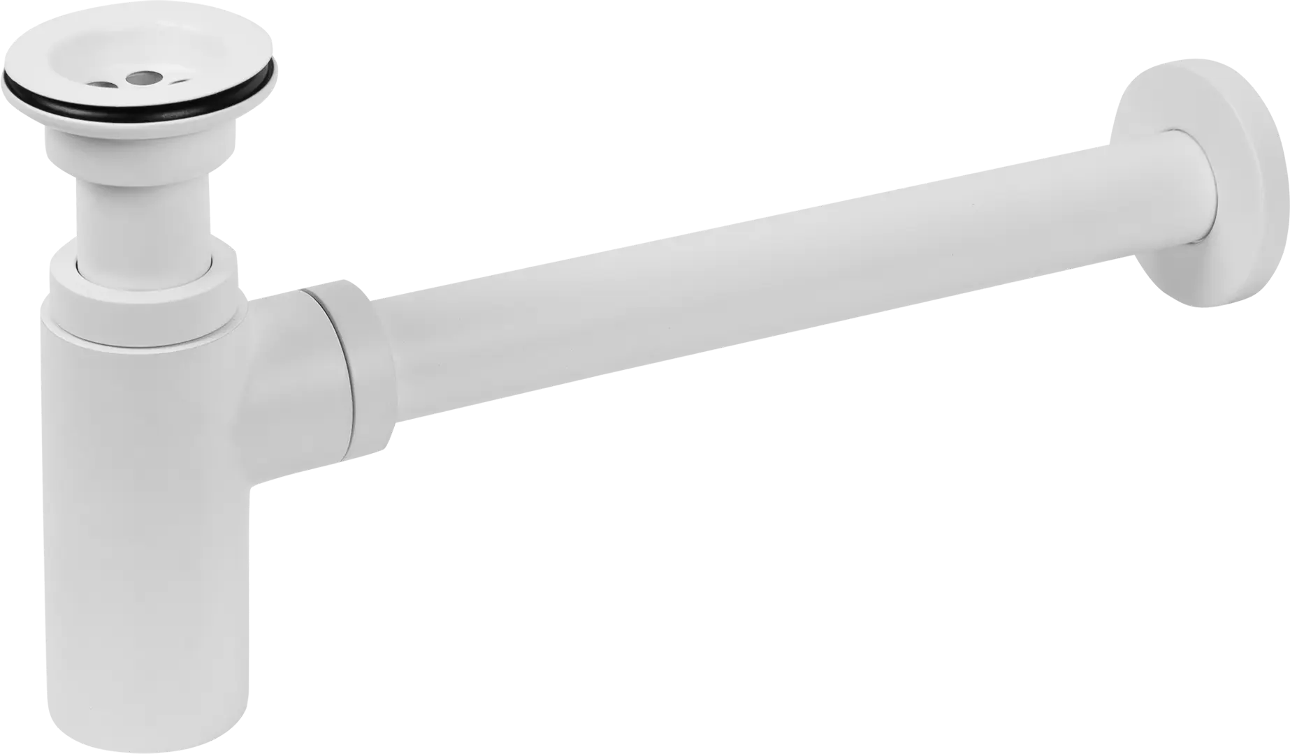 Сифон для раковины с выпуском латунь цвет матовый белый