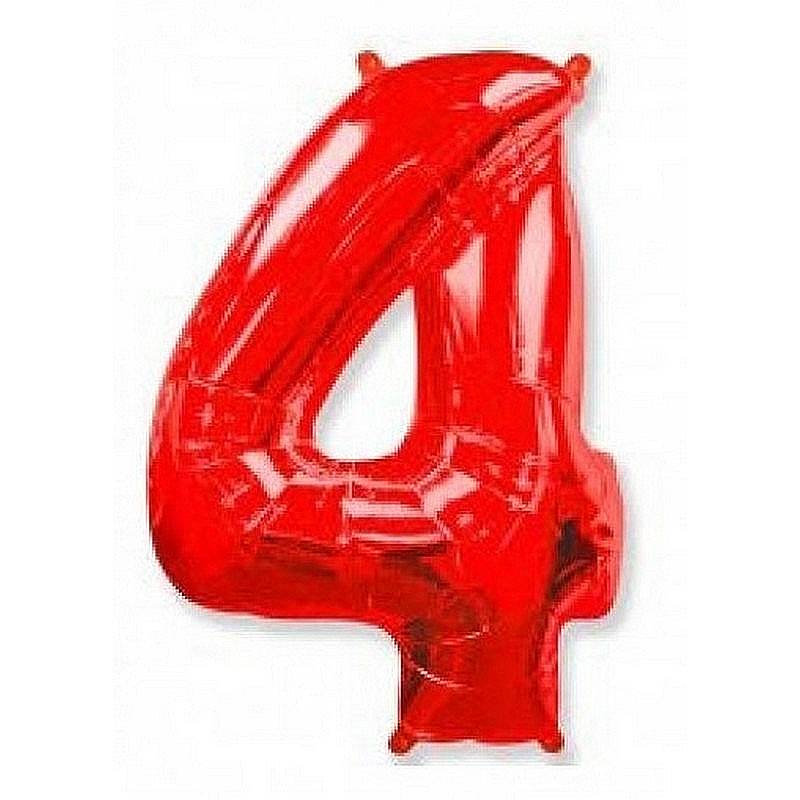 

Фольгированный шар цифра четыре красная, 102 см 40 дюймов с гелием, Красный, Шар цифра