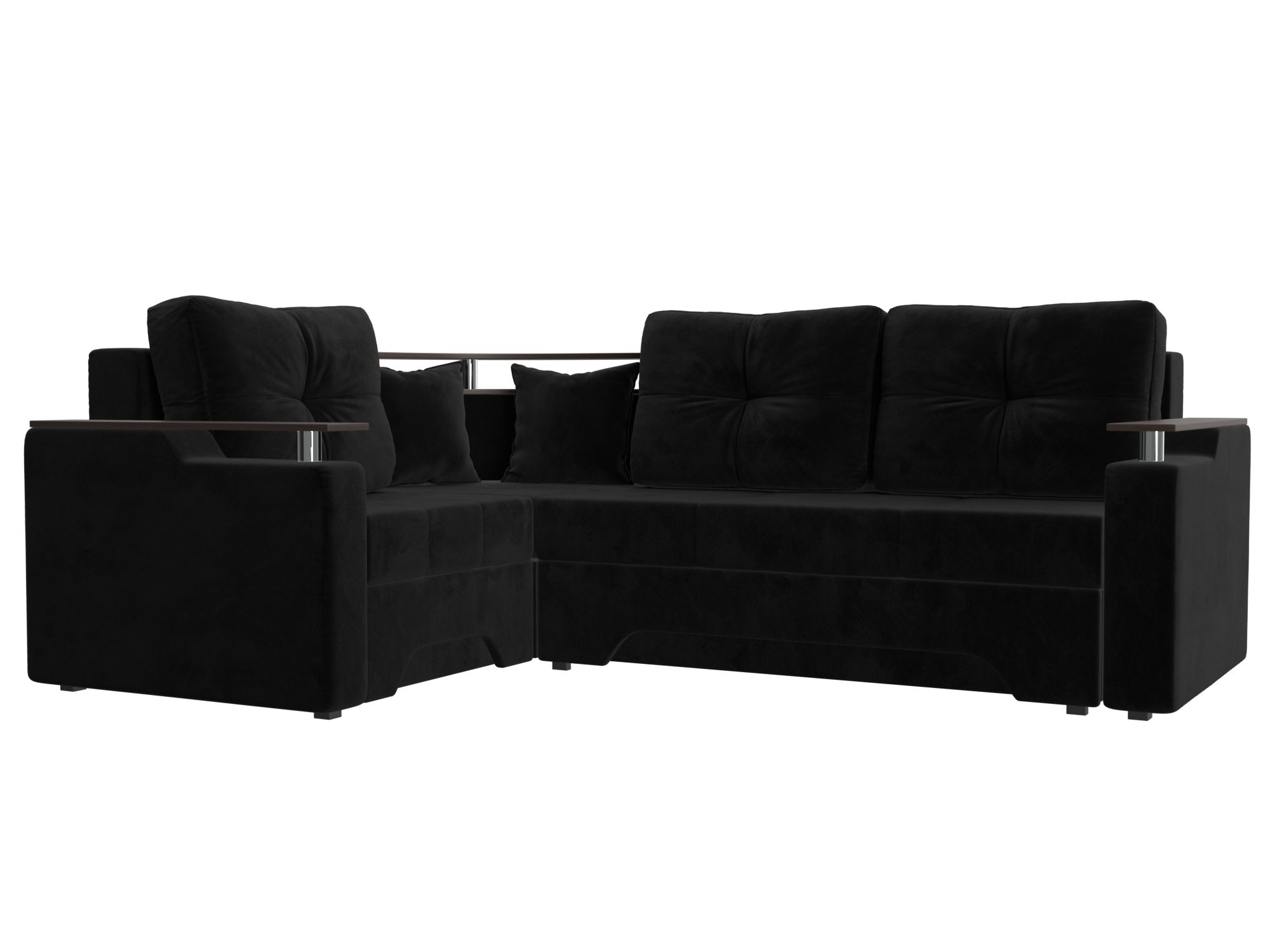 

Угловой диван Комфорт левый велюр черный, Угловой диван Комфорт левый угол