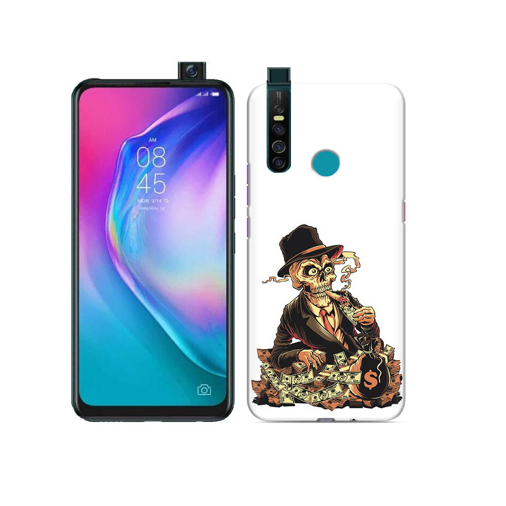 

Чехол MyPads Tocco для Tecno Camon 15 Pro нарисованный череп с сигаретой, Прозрачный, Tocco