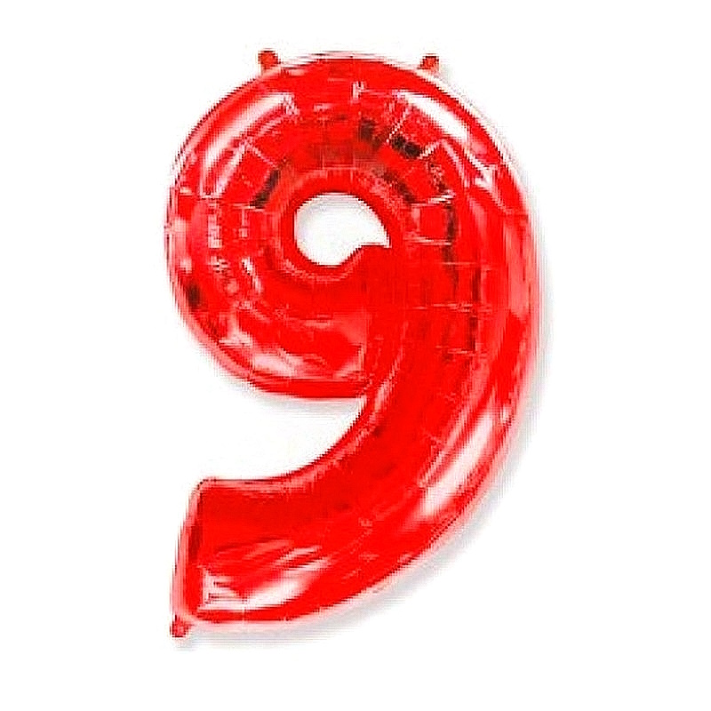 

Фольгированный шар цифра девять красная, 102 см 40 дюймов с гелием, Красный, Шар цифра