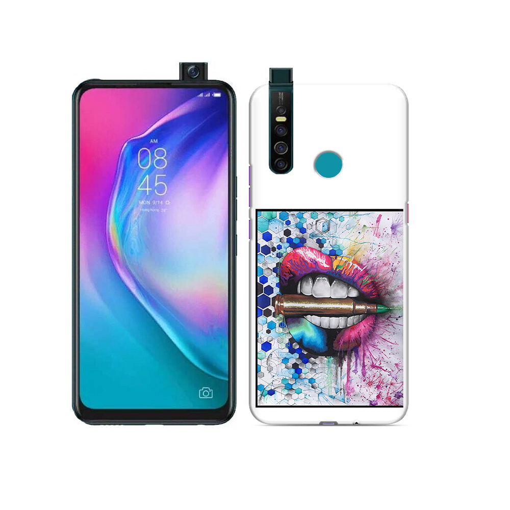 

Чехол MyPads Tocco для Tecno Camon 15 Pro разноцветные губы с пулей, Прозрачный, Tocco