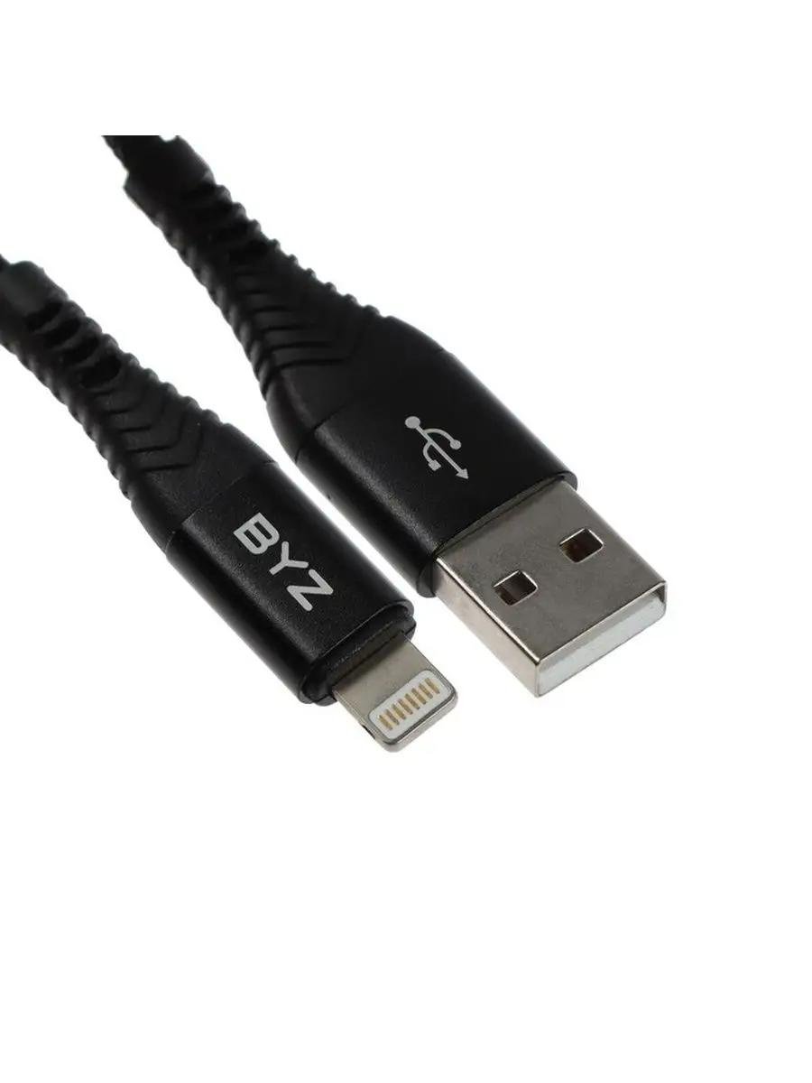 Кабель BYZ BC-029, Lightning - USB, 5 А, 1 м, нейлон, черный