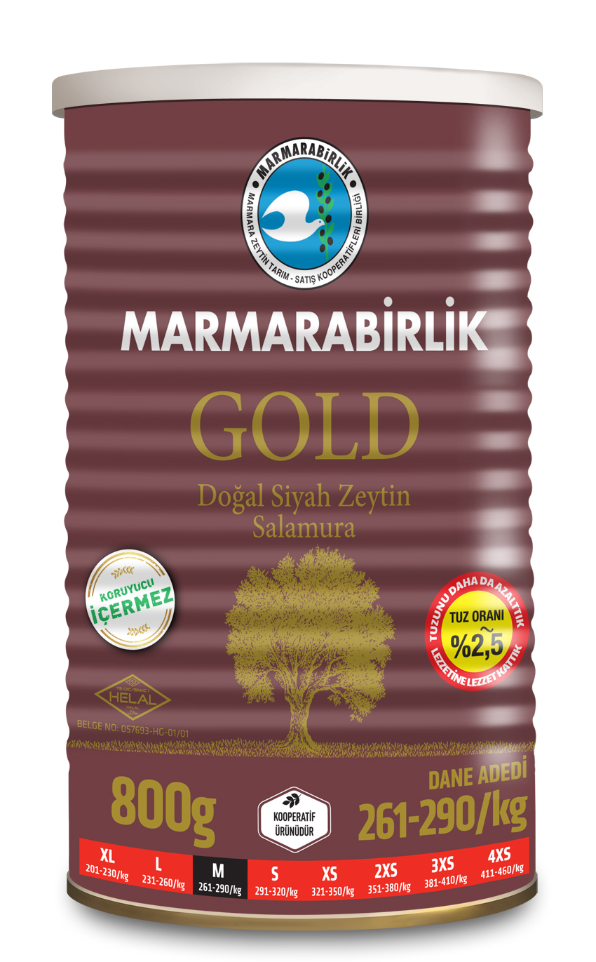 

Маслины Marmarabirlik Gold M слабосоленые черные с косточкой, 800 г