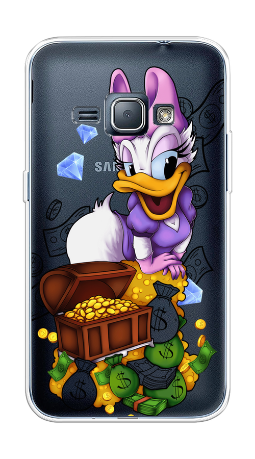 

Чехол на Samsung Galaxy J1 2016 "Rich Daisy Duck", Коричневый;белый;фиолетовый, 22150-6