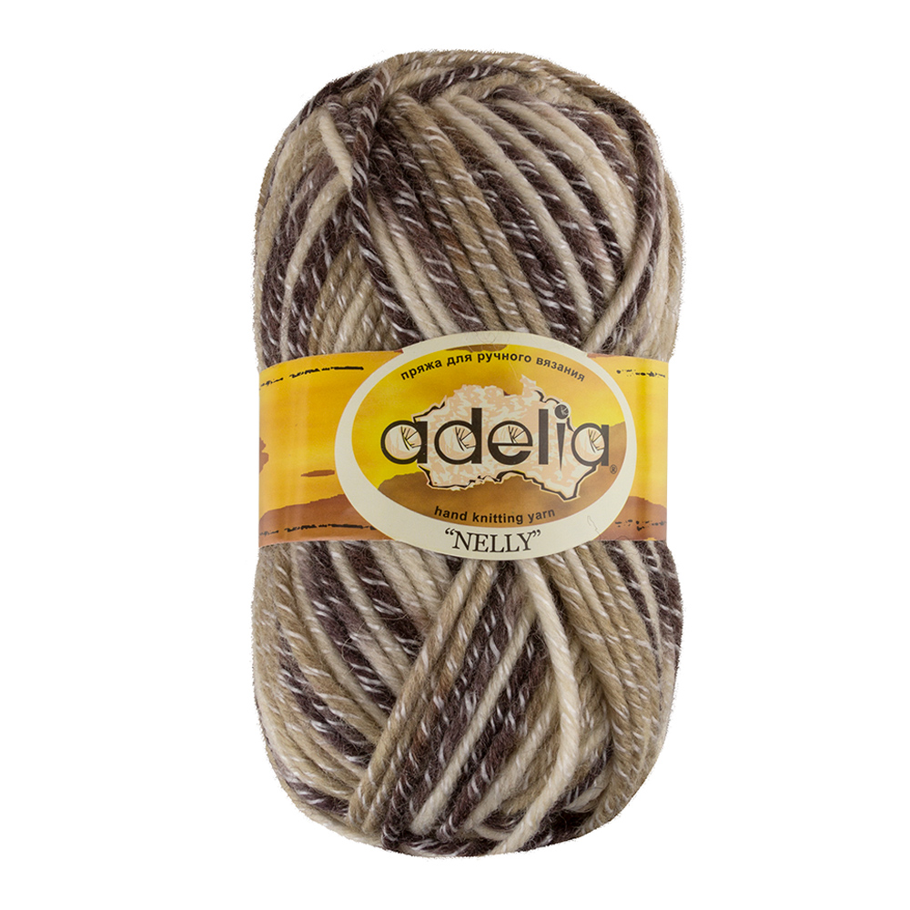 

Пряжа Adelia NELLY-18 NELLY белый-бежевый-коричневый, Nelly