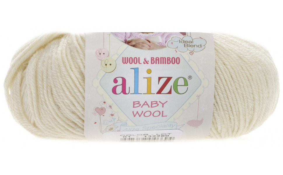 

Пряжа Alize Baby Wool 10 шт. в упаковке цвет кремовый Alize-BabyWool-001 175 м