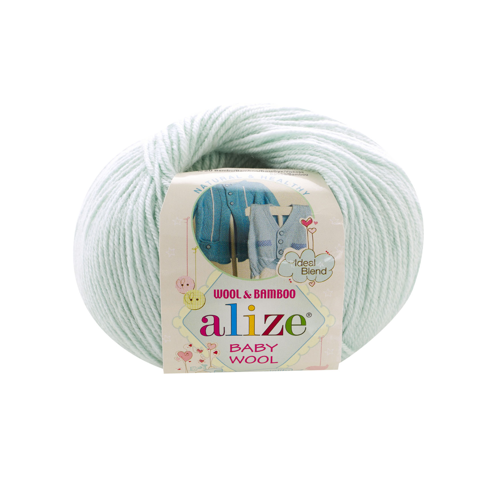 

Пряжа Alize Baby Wool 10 шт. в упаковке цвет мята Alize-BabyWool-019 175 м