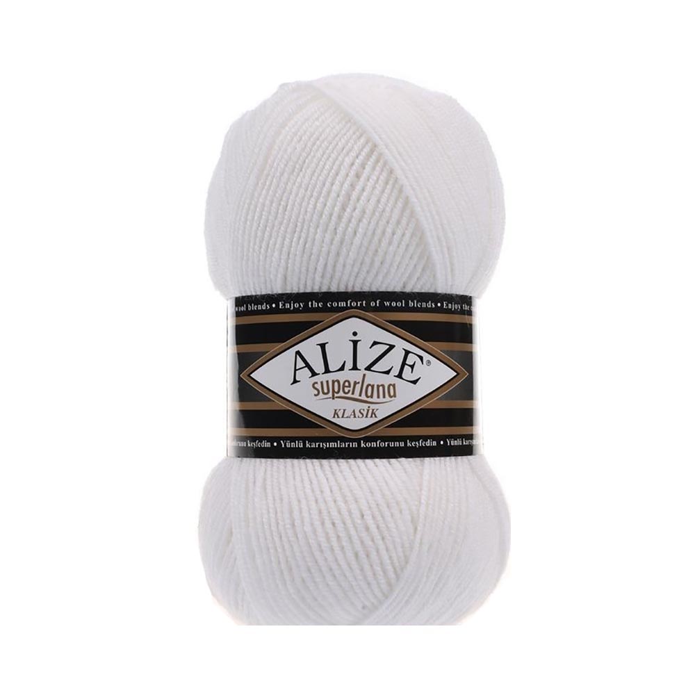 

Пряжа Alize ALIZE-Superlana klasik-055 Superlana klasik 055 белый, Superlana klasik