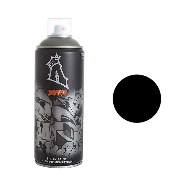 Аэрозольная краска Arton Black Gloss 400 мл черная аэрозольная краска monarca 21200 520 мл термостойкая черная