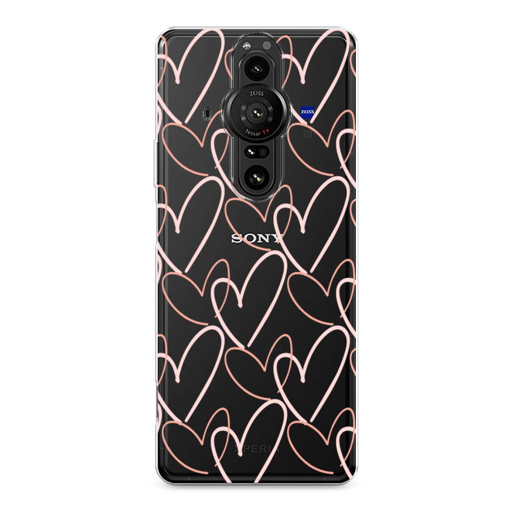 

Чехол на Sony Xperia Pro-I "Узор из сердечек", Розовый;бежевый, 55050-6