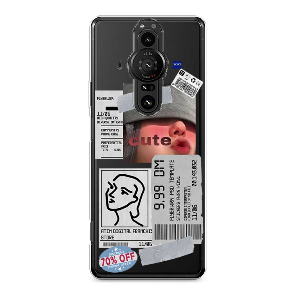 

Чехол на Sony Xperia Pro-I "Cute girl collage", Розовый;серый;голубой, 55050-6