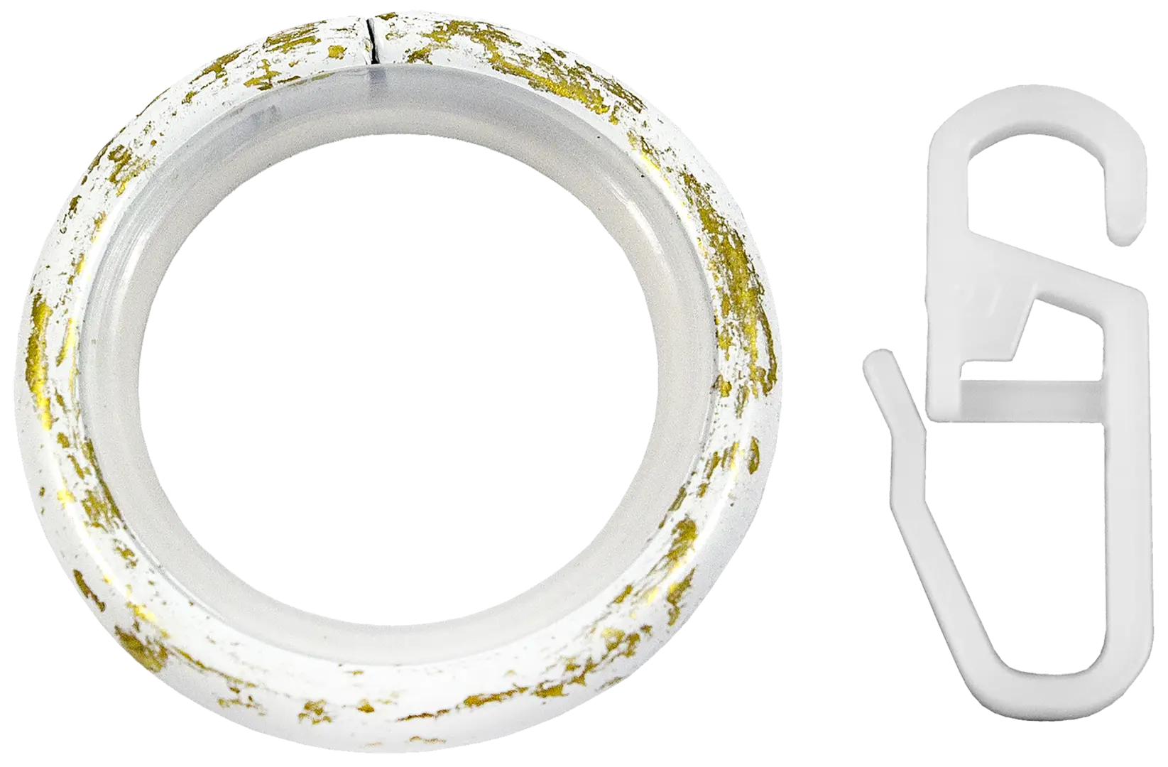 Кольцо с крючком металл цвет белый антик, 2 см, 10 шт. кольцо для карниза с зажимом d 38 48 мм 10 шт антик