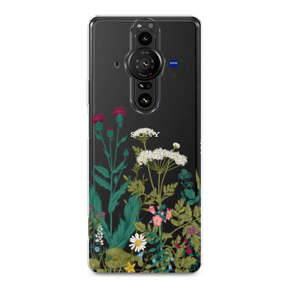 

Чехол на Sony Xperia Pro-I "Дикие полевые цветы", Зеленый;розовый;белый, 55050-2
