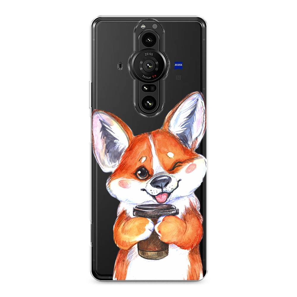 

Чехол на Sony Xperia Pro-I "Корги с кофе", Оранжевый;белый, 55050-4