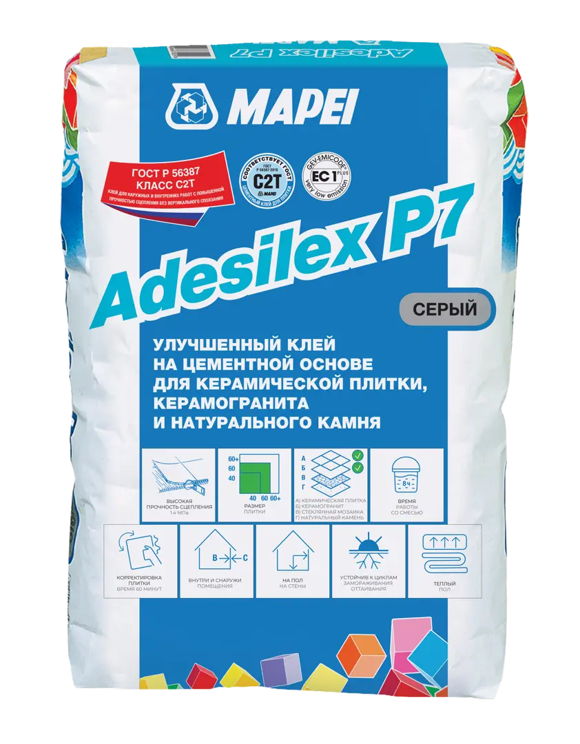 Клей для плитки Mapei Adesilex P7 25 кг клей для плитки mapei kerabond t r 25 кг