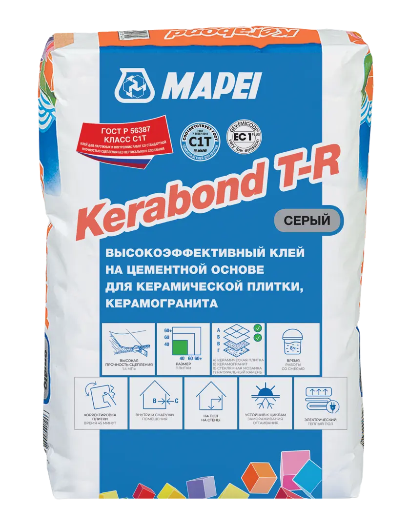 фото Клей для плитки mapei kerabond t-r 25 кг