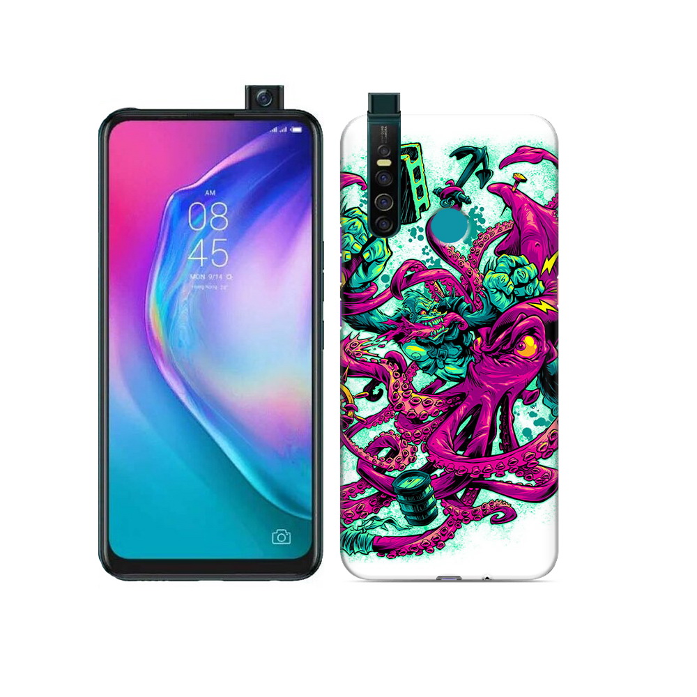 

Чехол MyPads Tocco для Tecno Camon 15 Pro фиолетовый кракен, Прозрачный, Tocco