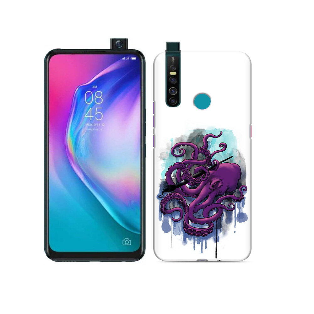 

Чехол MyPads Tocco для Tecno Camon 15 Pro фиолетовый осьминог, Прозрачный, Tocco