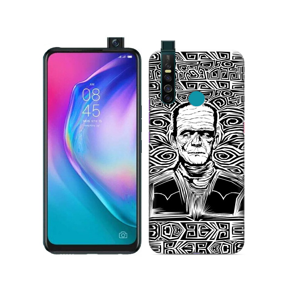 

Чехол MyPads Tocco для Tecno Camon 15 Pro франкенштейн черно белый, Прозрачный, Tocco