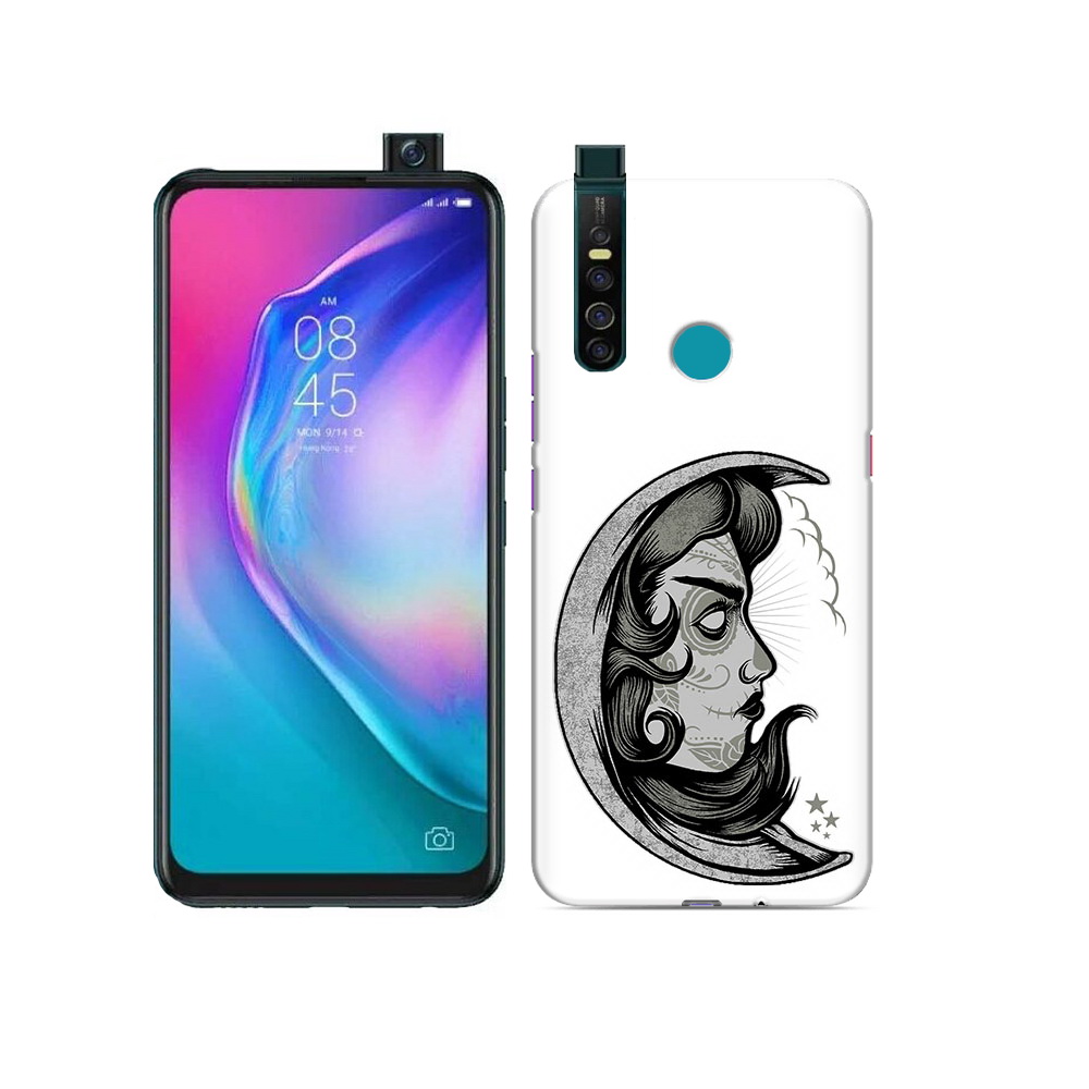

Чехол MyPads Tocco для Tecno Camon 15 Pro черно белая луна с лицом, Прозрачный, Tocco