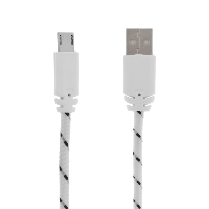 Кабель LuazON Micro USB - USB, 1 А, 0.9 м, нейлон, белый