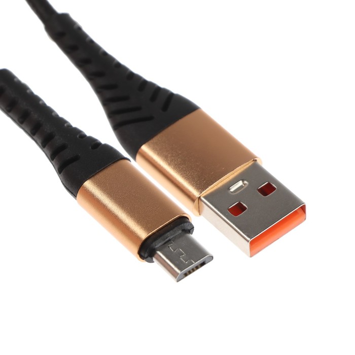 Кабель ONE DEPOT S03 Micro USB - USB 2.4 А, 1 м, текстильная оплетка, черный