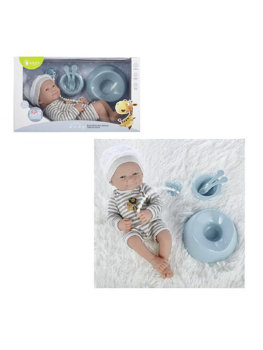 фото Кукла junfa pure baby 35 см в комбинезоне и шапочке с аксессуарами в коробке wj-b9972 junfa toys