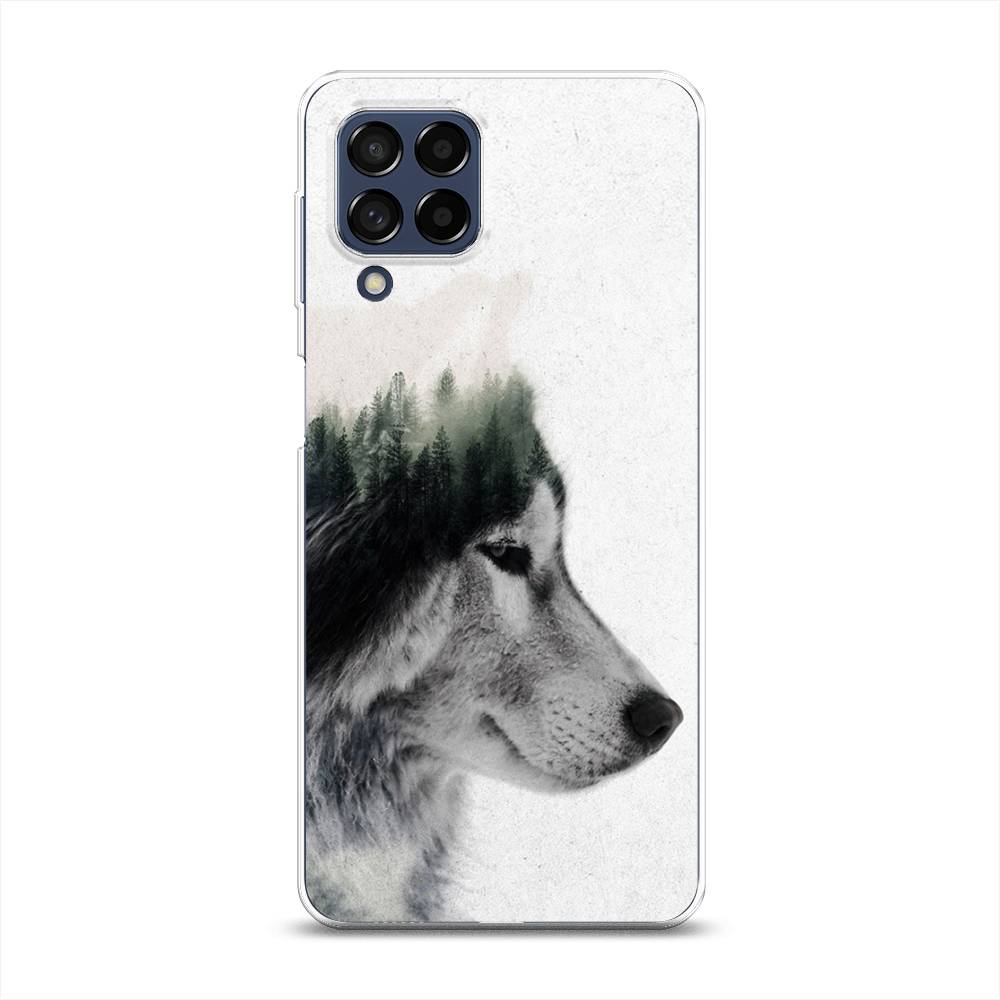 

Чехол на Samsung Galaxy M53 "Волк лес", Серый;белый, 2105850-1