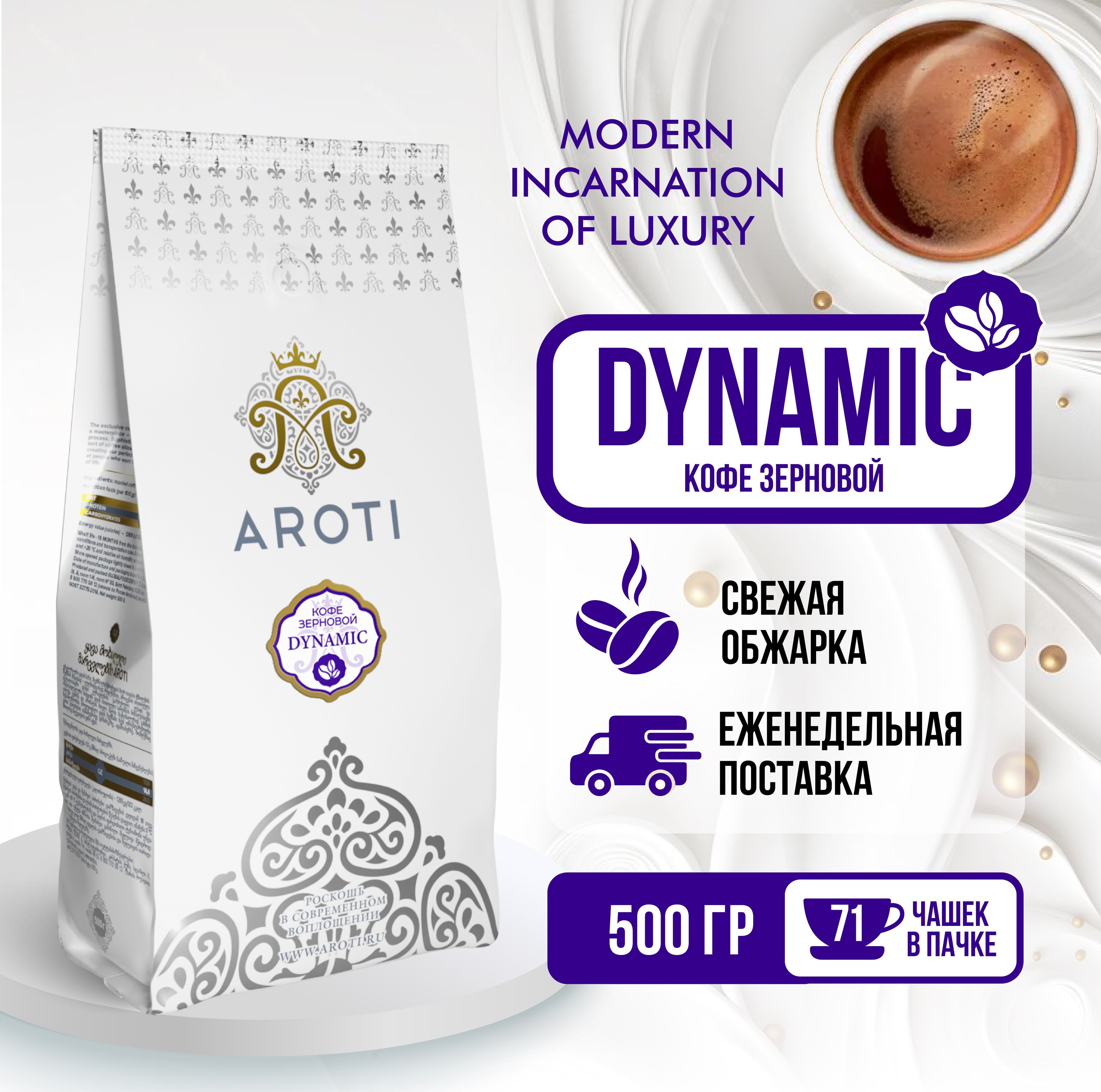 Кофе жареный в зёрнах Aroti Dynamic, свежеобжаренный, 500 гр.