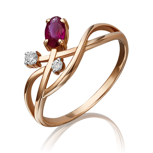 

Кольцо из золота р. 16 PLATINA jewelry 01-0686-00-107-1110-30, рубин\бриллиант, 01-0686-00-107-1110-30