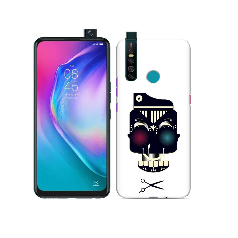 

Чехол MyPads Tocco для Tecno Camon 15 Pro черно белый скелет с яркими глазами, Прозрачный, Tocco