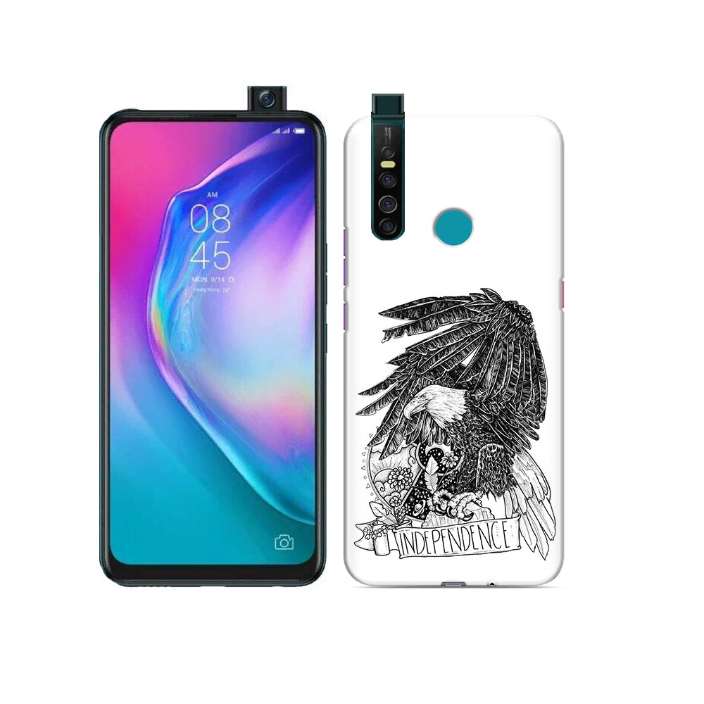 

Чехол MyPads Tocco для Tecno Camon 15 Pro черно белый сокол, Прозрачный, Tocco