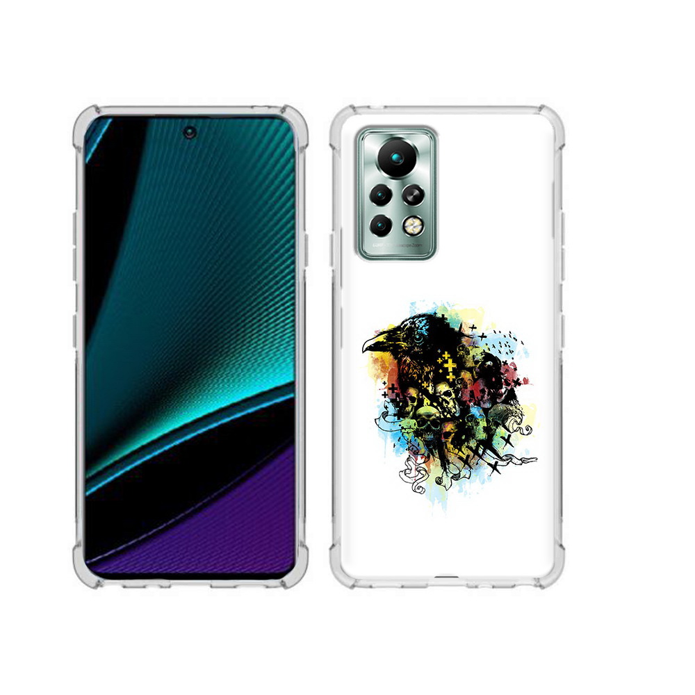

Чехол MyPads Tocco для Infinix Note 11 Pro ворон и черепа, Прозрачный, Tocco
