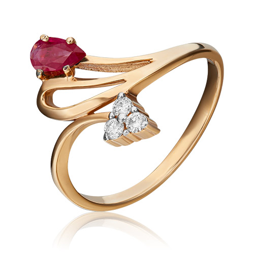 

Кольцо из золота р.  PLATINA jewelry 01-0700-00-107-1110-30, рубин\бриллиант, 01-0700-00-107-1110-30