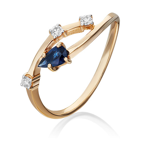 

Кольцо из золота с сапфиром/бриллиантом р. 16 PLATINA jewelry 01-0710-00-105-1110-30, 01-0710-00-105-1110-30