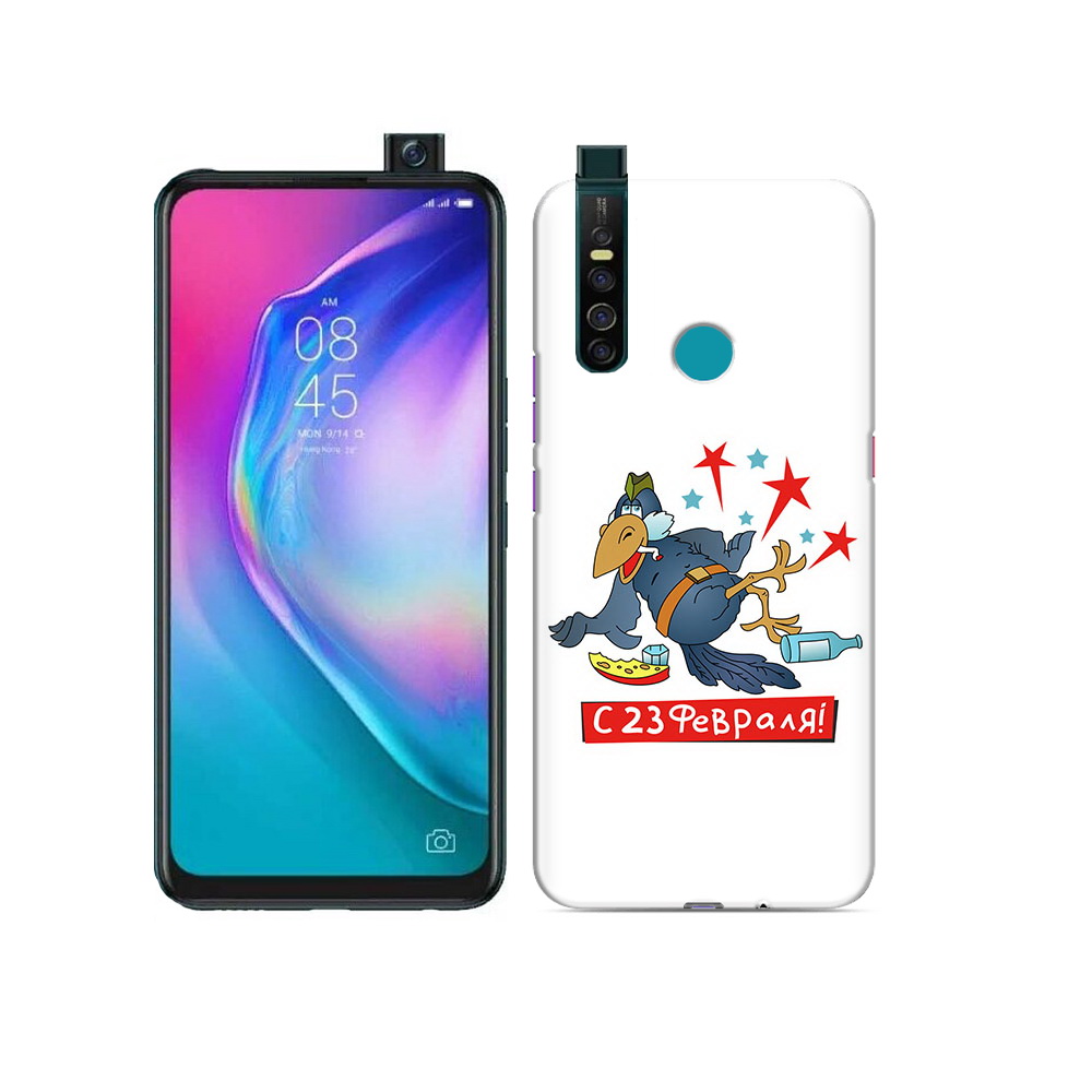 

Чехол MyPads Tocco для Tecno Camon 15 Pro 23 февраля веселая птица, Прозрачный, Tocco