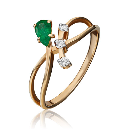 

Кольцо из золота с изумрудом/бриллиантом р. 17,5 PLATINA jewelry 01-0714-00-106-1110-30, 01-0714-00-106-1110-30