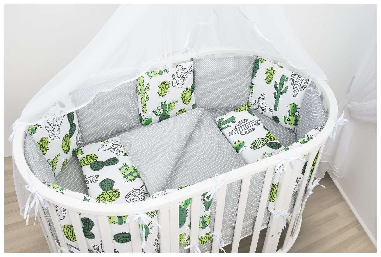 

Комплект в кроватку 19 предметов (7+12 бортиков) AmaroBaby КАКТУСЫ