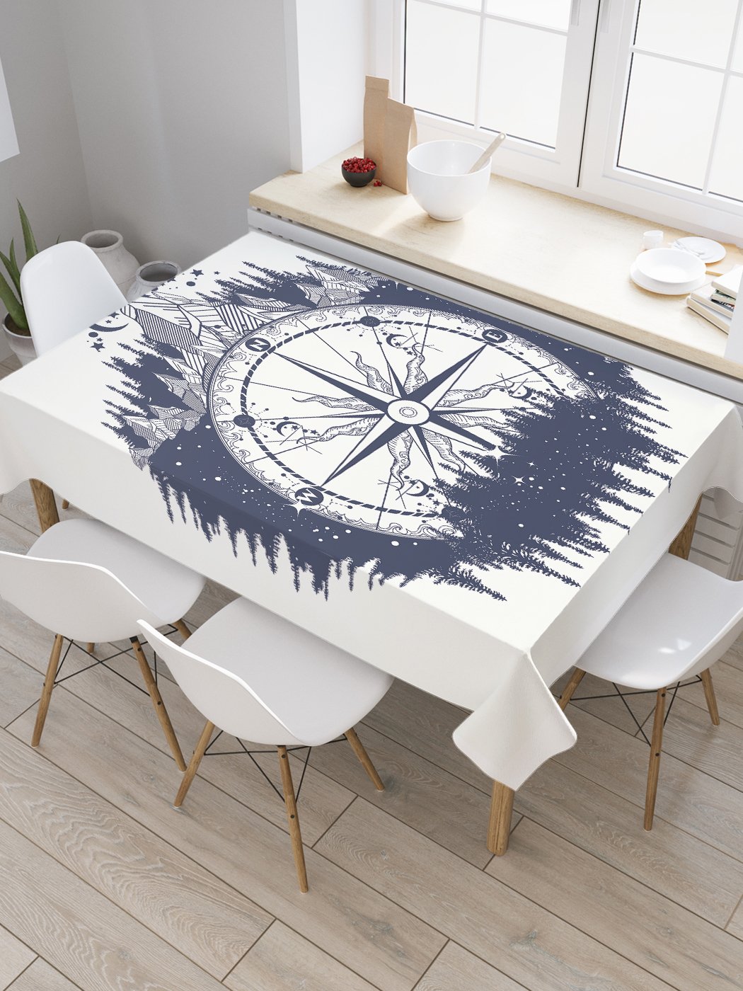 

Скатерть прямоугольная JoyArty "Направление в горы" из сатена, 180x145 см, Белый, Направление в горы