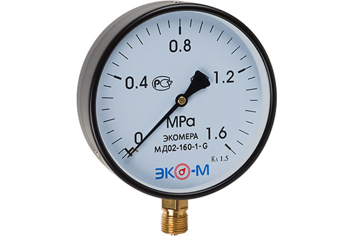 Манометр ЭКО-М Экомера МД02-160 мм 0..1,6 МПа G1\2 МД02-160-G-1,6МПа манометр эко м экомера мд02 63 g 16 ои