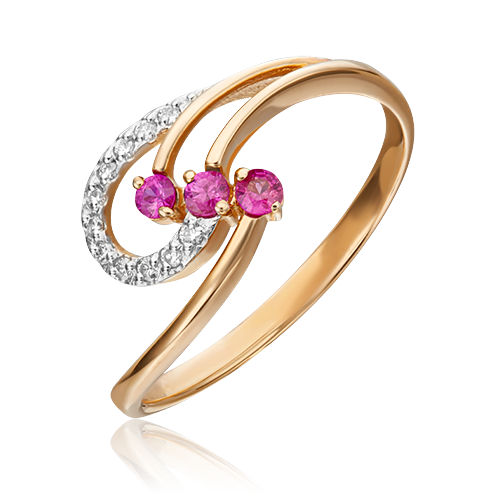

Кольцо из золота р. 16,5 PLATINA jewelry 01-0773-00-107-1110-30, рубин\бриллиант, 01-0773-00-107-1110-30