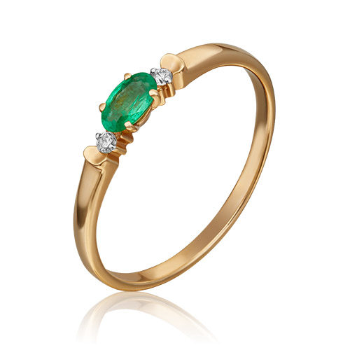 

Кольцо из золота с изумрудом/бриллиантом р. 17 PLATINA jewelry 01-0777-00-106-1110-30, 01-0777-00-106-1110-30