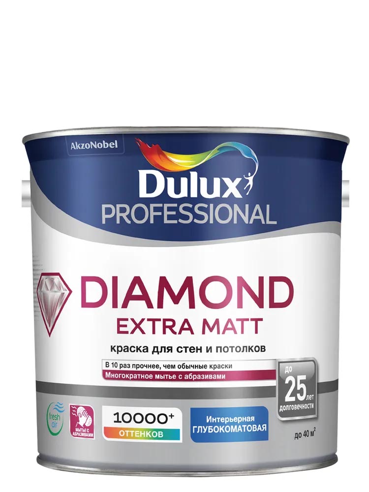 фото Краска dulux professional diamond extra matt professional, глубокоматовая, bc, 2,25 л