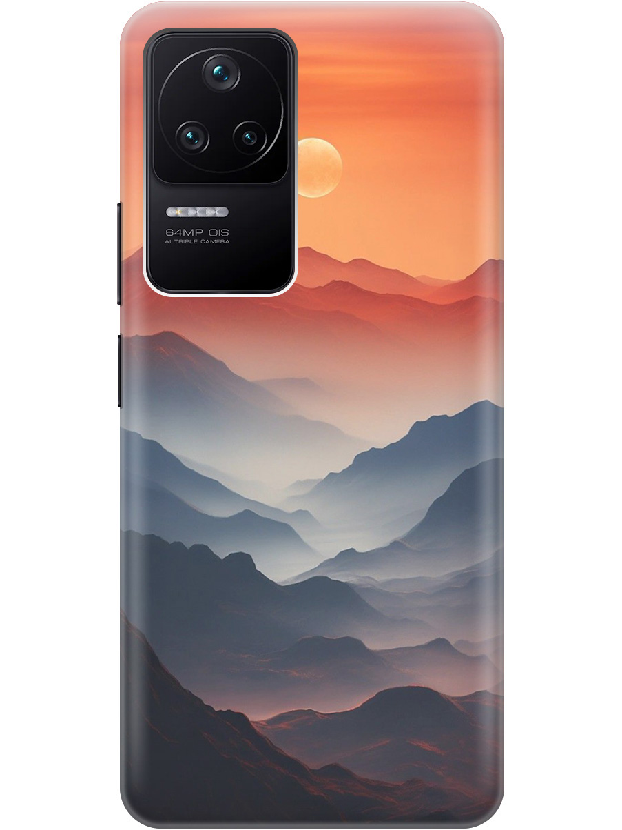 

Силиконовый чехол на Xiaomi Poco F4 с принтом "Луна над горами", 740187810